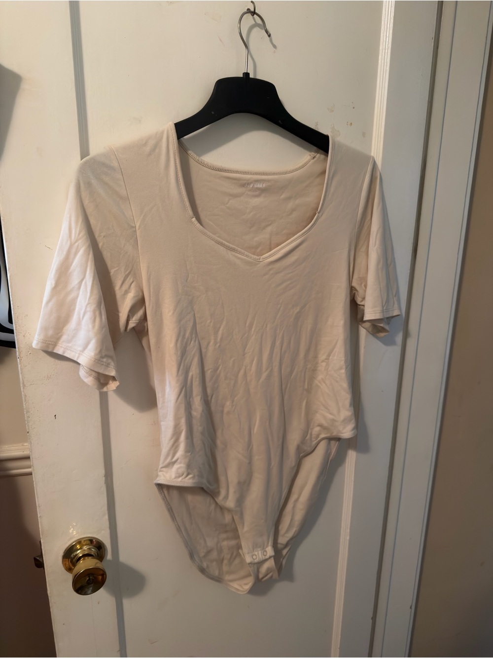 Old Navy Cream V-Neck Short Sleeve Bodysuit